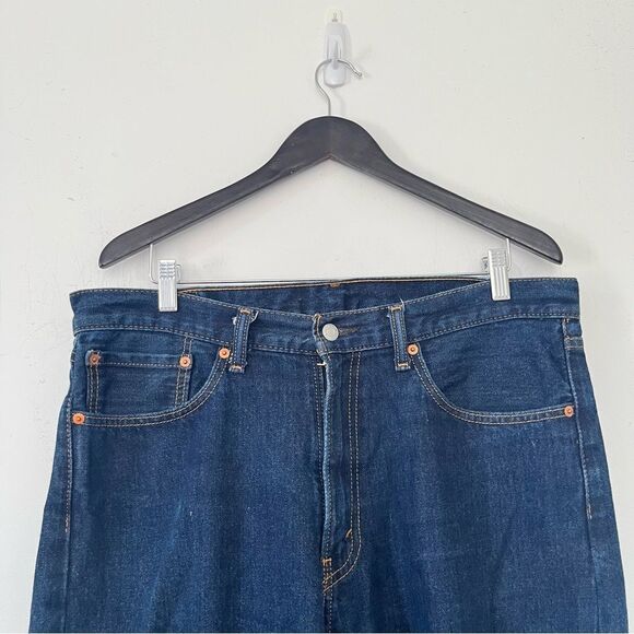 Levi's 505 Dark Wash Red Tab Straight Leg Denim Jeans 36x32 - Picture 9 of 12